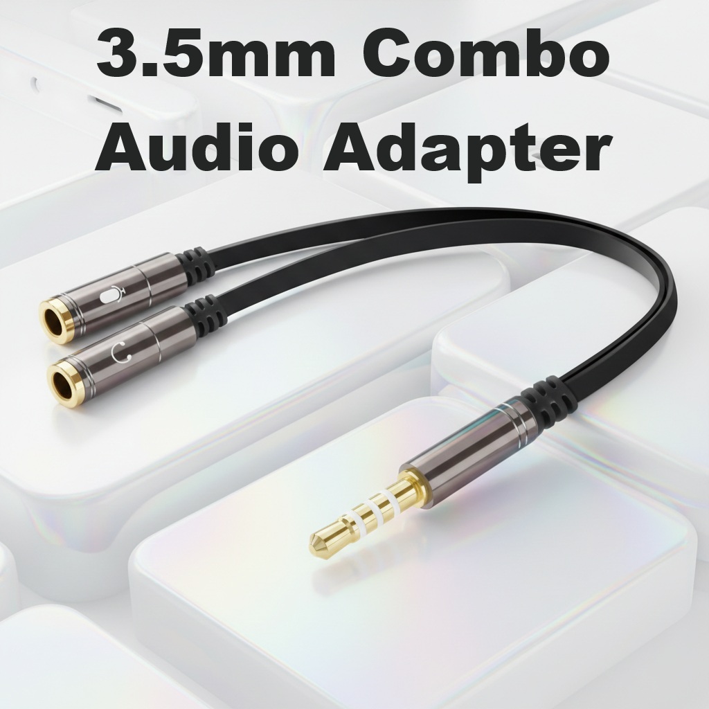 3.5mm Combo Audio Adapter Y Splitter TRRS Cable for PS4, Xbox One, Tablet, Mobile Phone, PC Gaming Headsets and Laptop