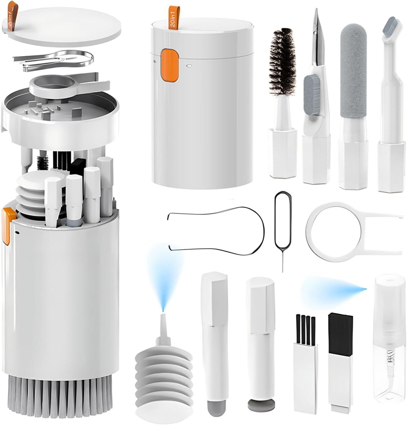 20 In 1 Multifunctional Electronic Cleaning Kit With Retractable Brush | Keycap Remover | Camera Lens Cleaning Pen | SIM Eject Tool | 3ml Liquid Bottle For AirPods | iPhone | Laptop | Keyboard & Camera