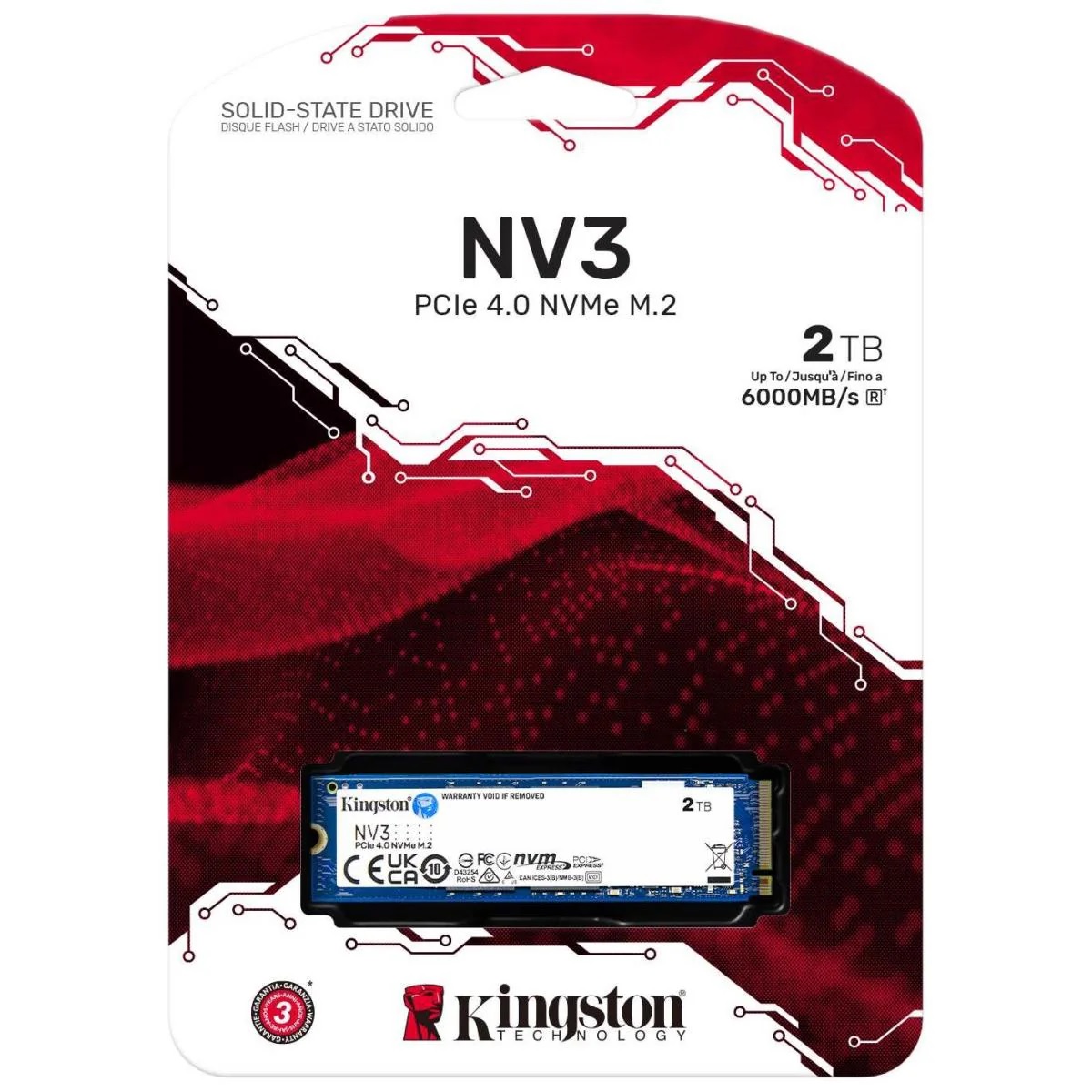 Kingston NV3 M.2 2280 2TB PCIe 4.0 x4 NVMe Internal Solid State Drive (SSD) – Ultra High Speed Up to 6000 MB/s | Navy Blue SNV3S/2000G