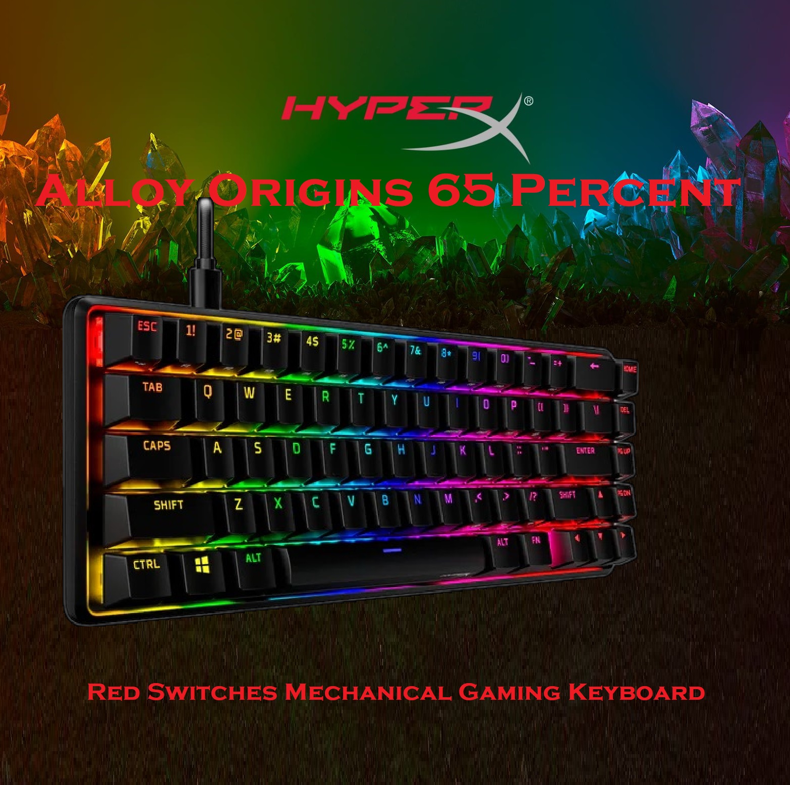 HyperX Alloy Origins 65 – Mechanical Gaming Keyboard – Compact 65% Form Factor – Linear Red Switch – Double Shot PBT Keycaps – RGB LED Backlit – NGENUITY Software Compatible | BLACK 4P5D6AX#ACB
