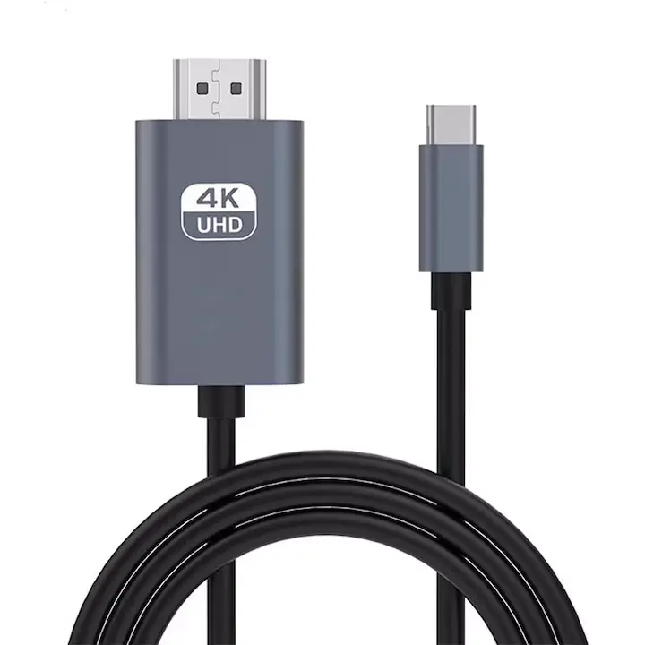 USB C To HDMI 4K 30Hz Cable 2M With Gold Plated Connectors Braided Nylon Aluminum Housing Plug And Play DP Alt Mode HDCP 2.2 Compatible For Laptop Phone To TV Monitor