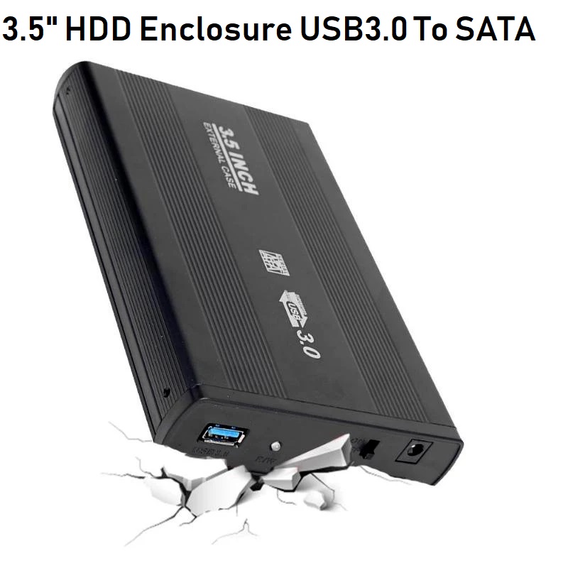 3.5″ HDD Enclosure, USB3.0 To SATA External Hard Drive Aluminum Alloy Enclosure Adapter – 5GBps Transfer Rate – Tool Free – JMS578 bridge controller Chip – BLACK