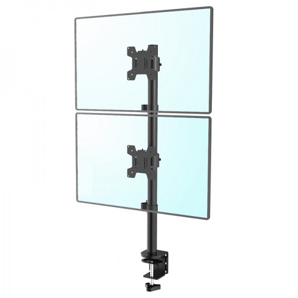 M063 Dual Computer Vertical Array Monitor Desk Mount Stand