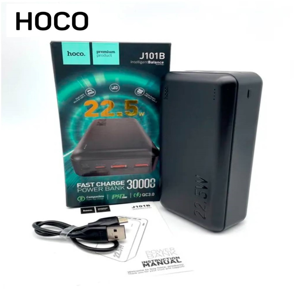 POWER BANK Hoco J101B 30000mAh 22.5W , ULTRA FAST CHARGE , 3 OUTPUT USB , TYPE C INPUT ,Universal Compatibility